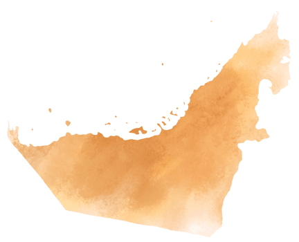 Colorful water color United Arab Emirates map on canvas background. png