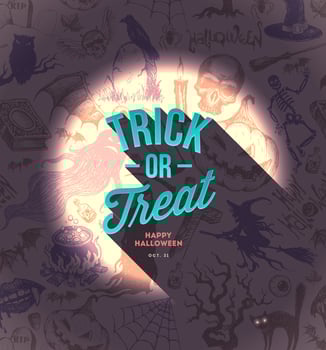 Halloween vector type design on a hand drawn background