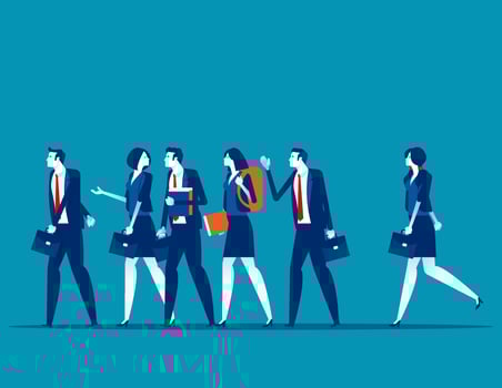 Group business people go to work. Concept business meeting vector illustration, Professional, Colleagues.