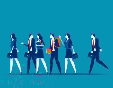 Group business people go to work. Concept business meeting vector illustration, Professional, Colleagues.