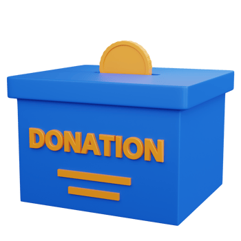 3d rendering blue box donation with coins isolated png
