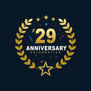 29 Anniversary celebration design, luxurious golden color 29 years Anniversary design. vector