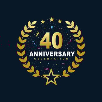 40 Anniversary celebration design, luxurious golden color 40 years Anniversary design. vector