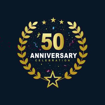 50 Anniversary celebration design, luxurious golden color 50 years Anniversary design. vector