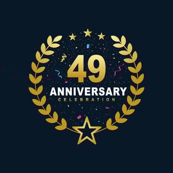 49 Anniversary celebration design, luxurious golden color 49 years Anniversary design. vector