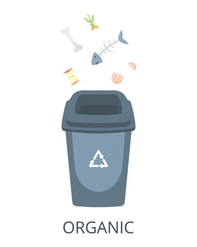 Organic waste sorting concept. Container with organic garbage vector