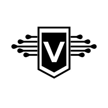 V creative circle letter logo concept. V letter design. vector