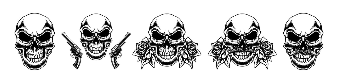 Set icon design with skull cowboy theme vector