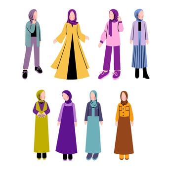 Set of Muslim Fashion Style Character vector