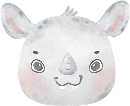 cute baby Rhino face head woodland animal watercolor png