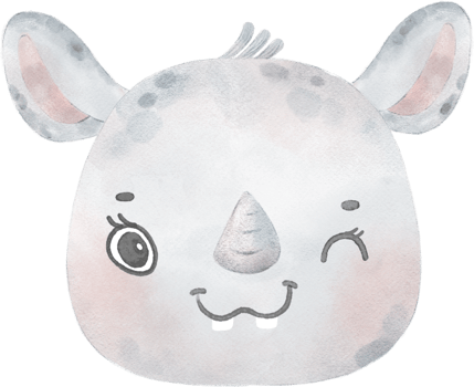 cute baby Rhino face head woodland animal watercolor png