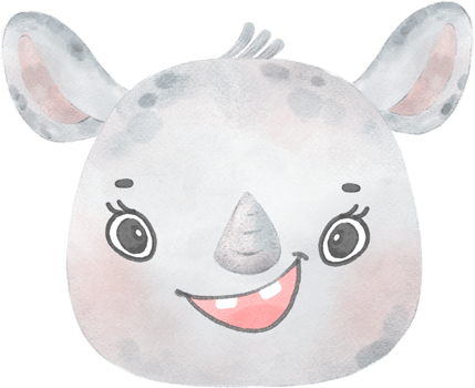 cute baby Rhino face head woodland animal watercolor png