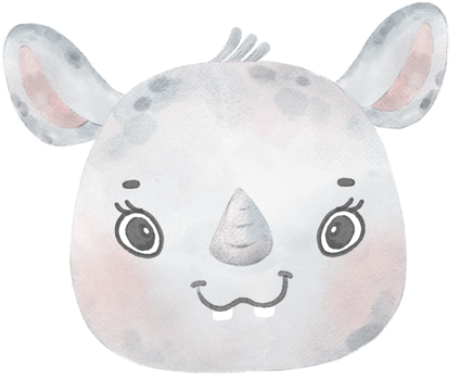 cute baby Rhino face head woodland animal watercolor png