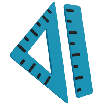 Ruler and Set Square 3D Illustration png