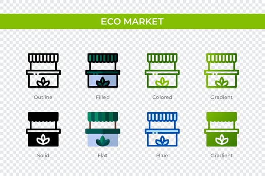 Eco market icon in different style. Eco market vector icons designed in outline, solid, colored, filled, gradient, and flat style. Symbol, logo illustration. Vector illustration