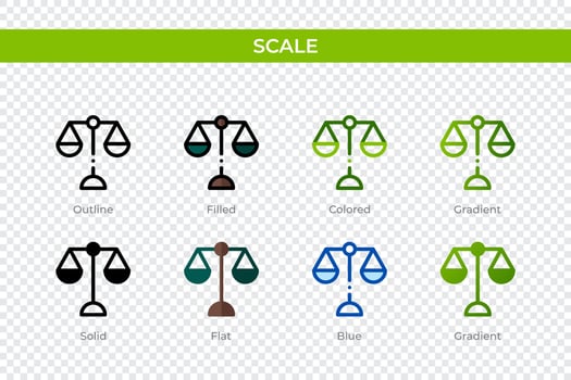 Scale icon in different style. Scale vector icons designed in outline, solid, colored, filled, gradient, and flat style. Symbol, logo illustration. Vector illustration