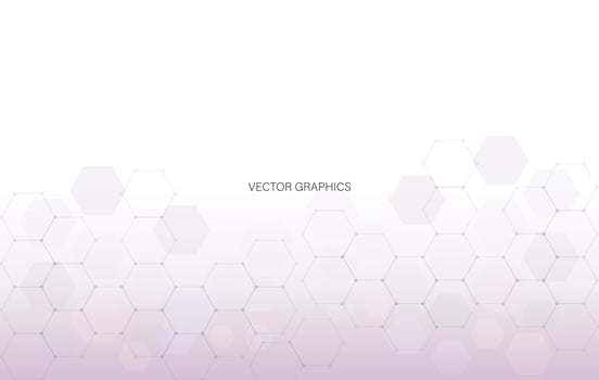 Geometric abstract background with hexagons. Structure molecule and communication. Science, technology and medical concept. Vector illustratio