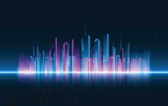 abstract cyber city technology innovation concept design background vector