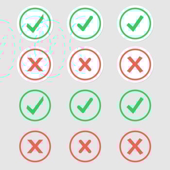 Collection green check mark and red cross icon design vector