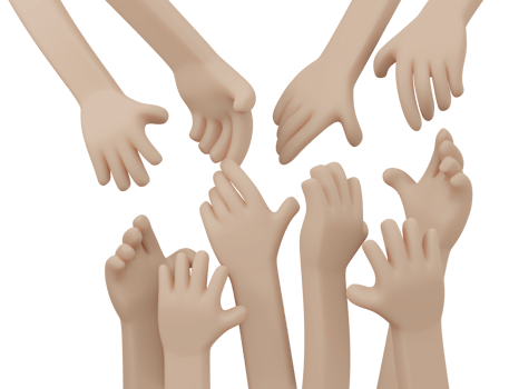 Hand helping each other 3d render png