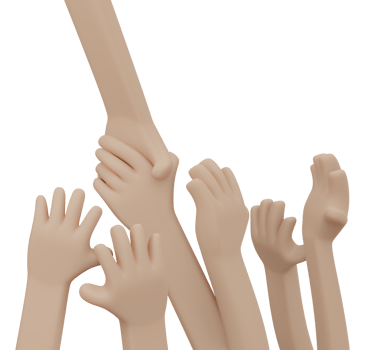 Hand helping each other 3d render png