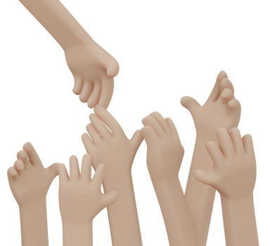 Hand helping each other 3d render png