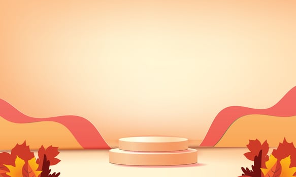 podium stage autumn season paper art colorful for show banner sale vector illustation