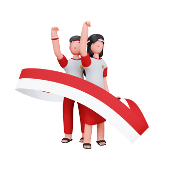 3D Character Independence Day Of Indonesia png