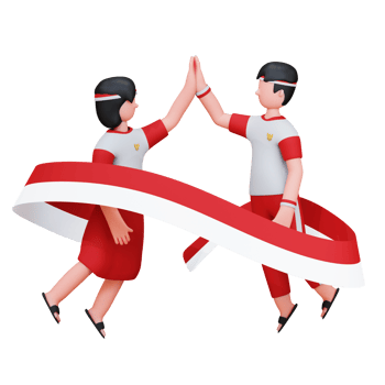3D Character Independence Day Of Indonesia png