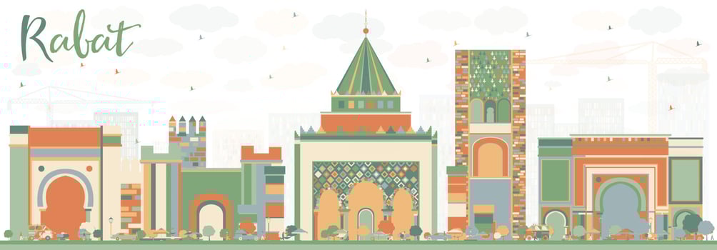 Abstract Rabat Skyline with Color Buildings. vector
