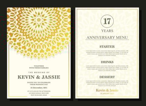 Elegant wedding concept menu template vector