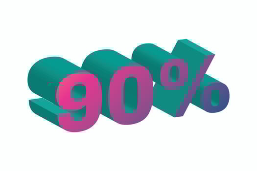 3D Red Discount numbers on podium with shopping bag and gift box vector. Price off tag design collection. 0, 1, 2, 3, 4, 5, 6, 7, 8, 9, percent and dollar illustration. vector