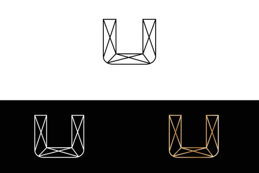 Geometric U alphabet illustration vector