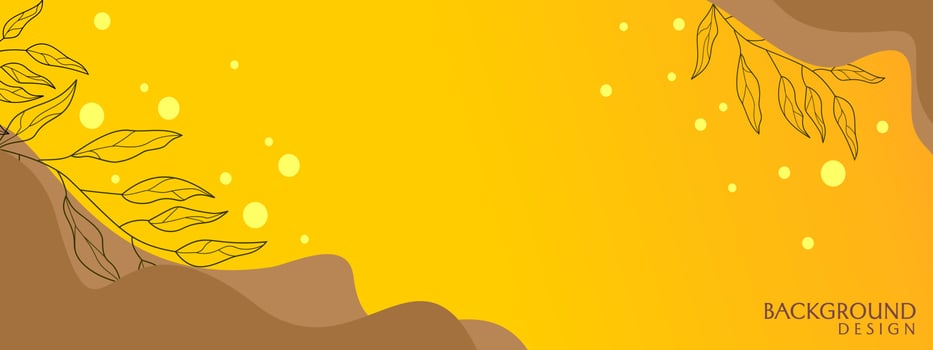 yellow banner with hand drawn floral ornaments. aesthetic background for social media vector