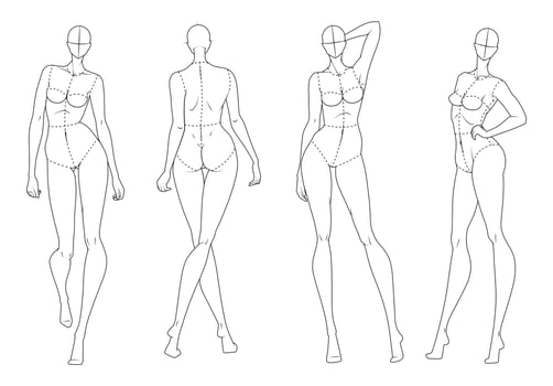 Fashion figure ten heads design template croquis wearing bodice vector