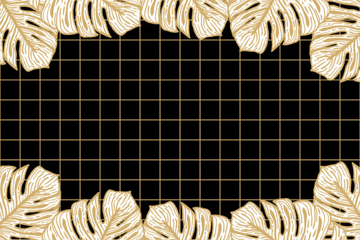 Hand drawn background with montera leaf and square outline gold illustration   Free Vector