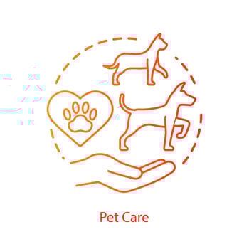 Pet vet clinic concept icon. Domestic animals veterinary hospital idea thin line illustration. Helping injured dogs, cats. Adoption and shelter center. Vector isolated outline drawing. Editable stroke