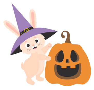 sticker Halloween rabbit with big pumpkin Jack png