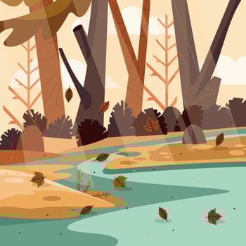 Fallen Floral at River Bank Concept vector