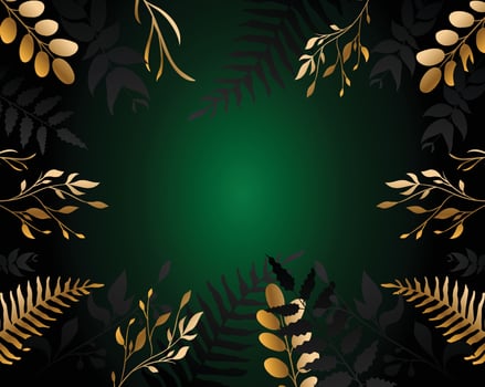 golden flower green background vector
