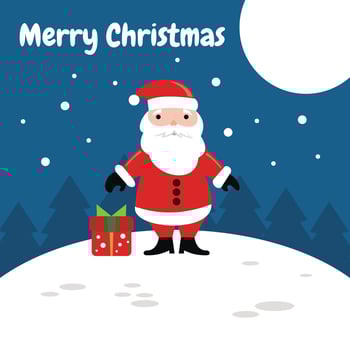 illustration vector graphic of Santa Claus is bringing gifts at night in the snow, perfect for christmas, church, greeting card, religion, holiday, etc