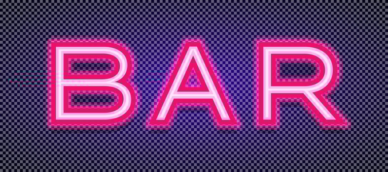 Bar neon night vector sign