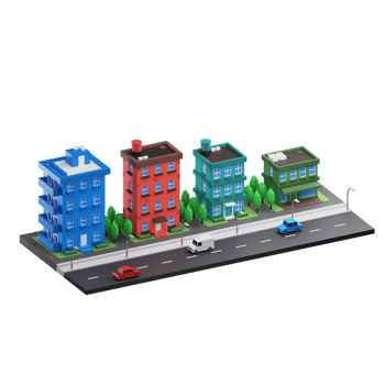 Crossroads Cityscape 3D Illustration png