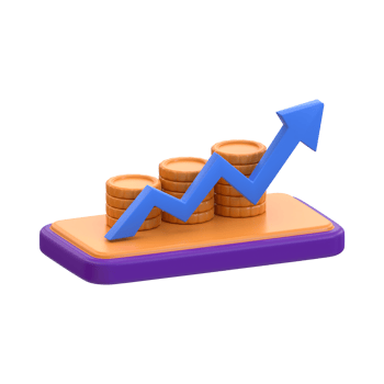 3d rendering Online Financial Growth icon png