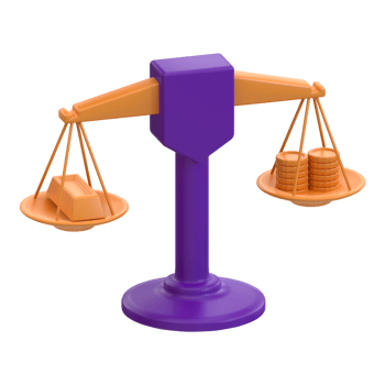 3d rendering Gold And Coins Scales icon png