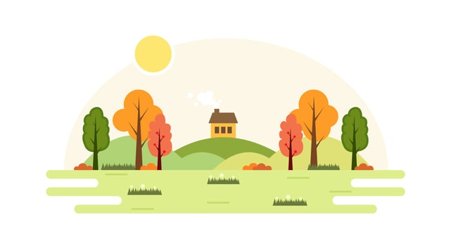 hill with a house in countryside flat design vector illustration. Spring rural landscape. Suburban traditional house. Family home. Vector illustration.