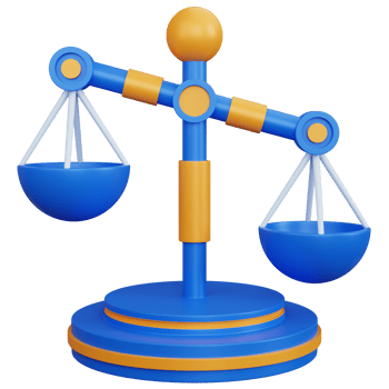 3d rendering blue balance scale with one tilt isolated png