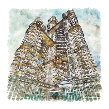 Mumbai Maharashtra Watercolor sketch hand drawn illustration vector
