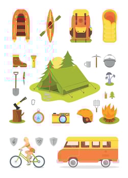 Equipment for Camping and Hiking vector