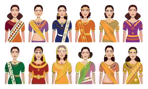 Indian Women in a Realistic Style vector